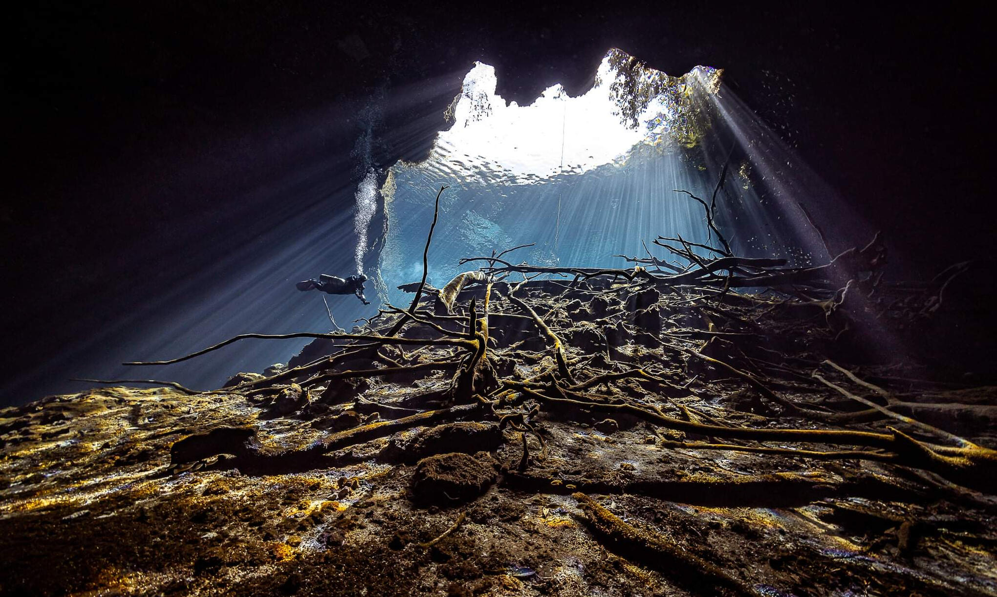 Cave diving training environment Cave diving training environment in the Riviera Maya